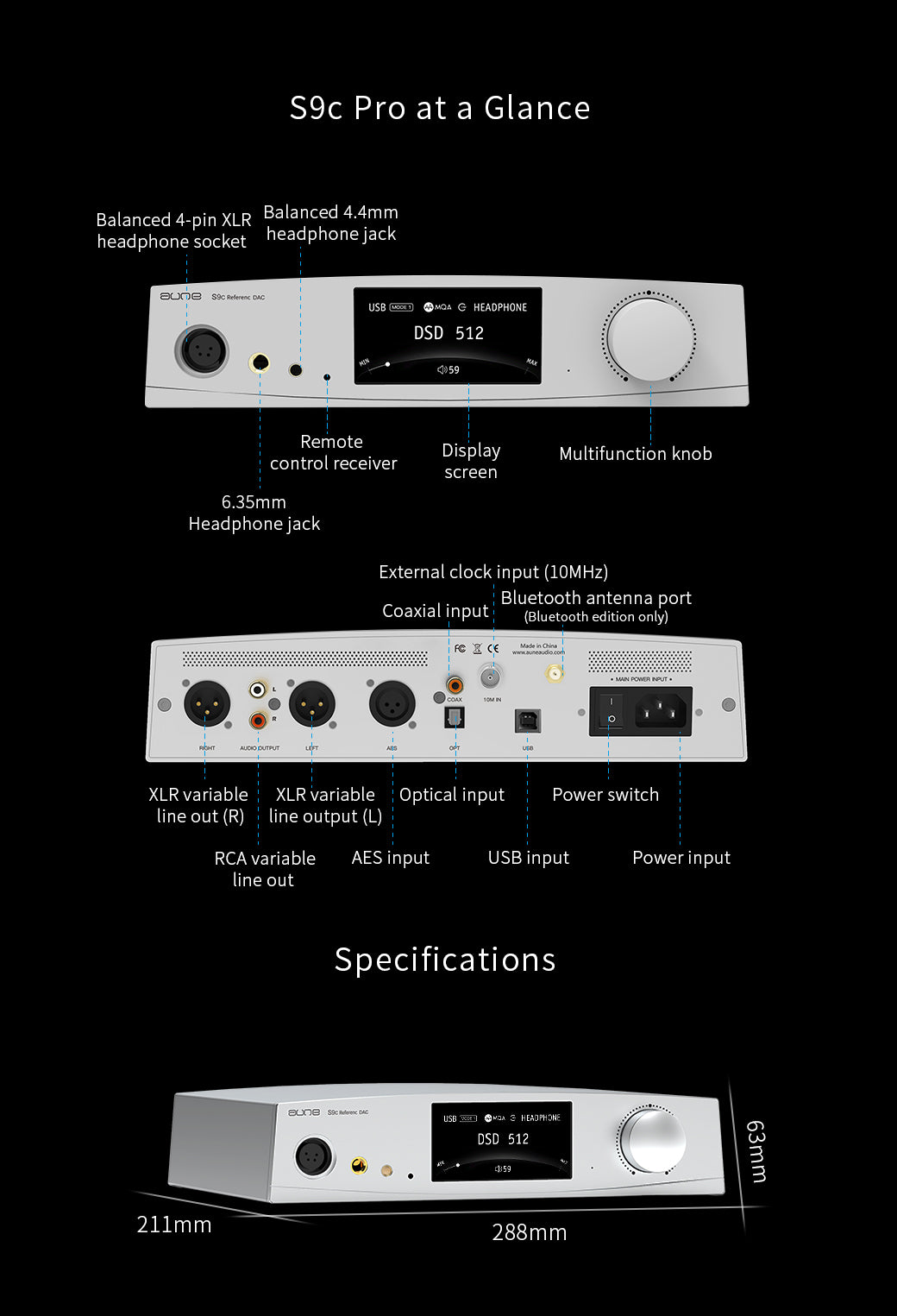 Aune S9c Pro DAC / Headphone Amp